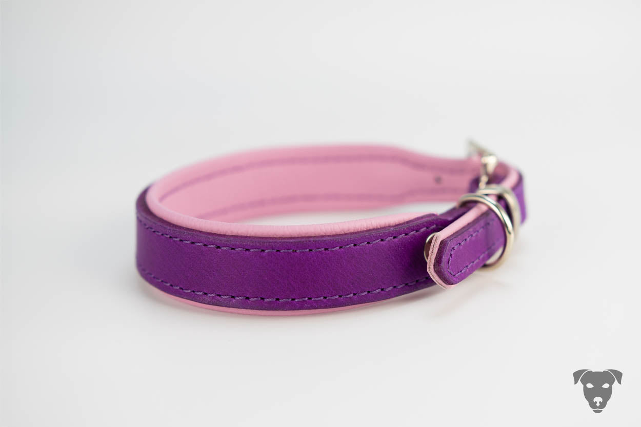 Hundehalsband feinst bestickt, handgefertigte Hundehalsbänder aus Meisterhand. Fettleder Halsband, Riemen Halsband oder klassisches Nappa Halsband, mit Lasergravur, Heiß Geprägt oder feinst bestickt, handmade-4-dogs