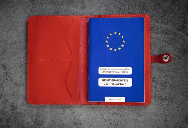 Vaccination passport cover, EU pet ID cover SIGNAL RED