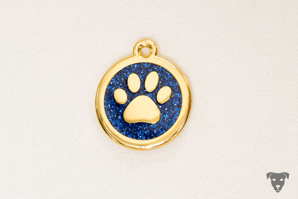 Round dog tag, GOLDEN PAW