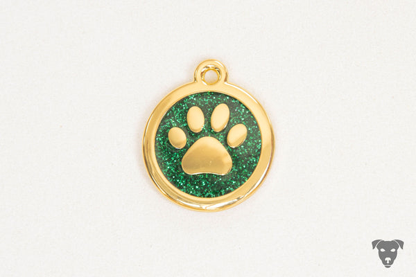 Round dog tag, GOLDEN PAW