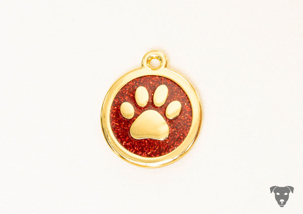 Round dog tag, GOLDEN PAW