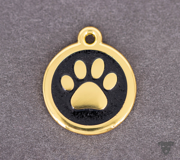 Round dog tag, GOLDEN PAW