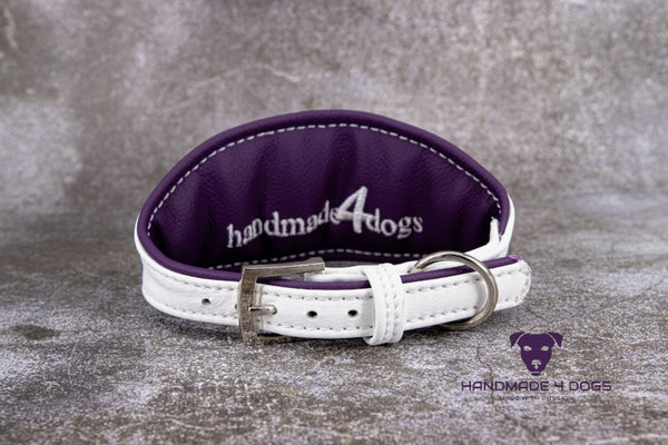 Hundehalsband feinst bestickt, handgefertigte Hundehalsbänder aus Meisterhand. Fettleder Halsband, Riemen Halsband oder klassisches Nappa Halsband, mit Lasergravur, Heiß Geprägt oder feinst bestickt, handmade-4-dogs